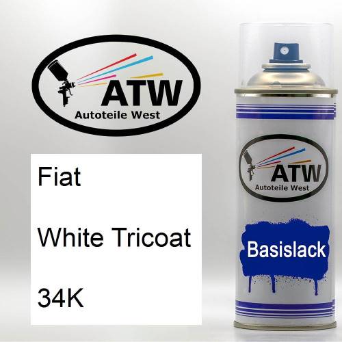 Fiat, White Tricoat, 34K: 400ml Sprühdose, von ATW Autoteile West.